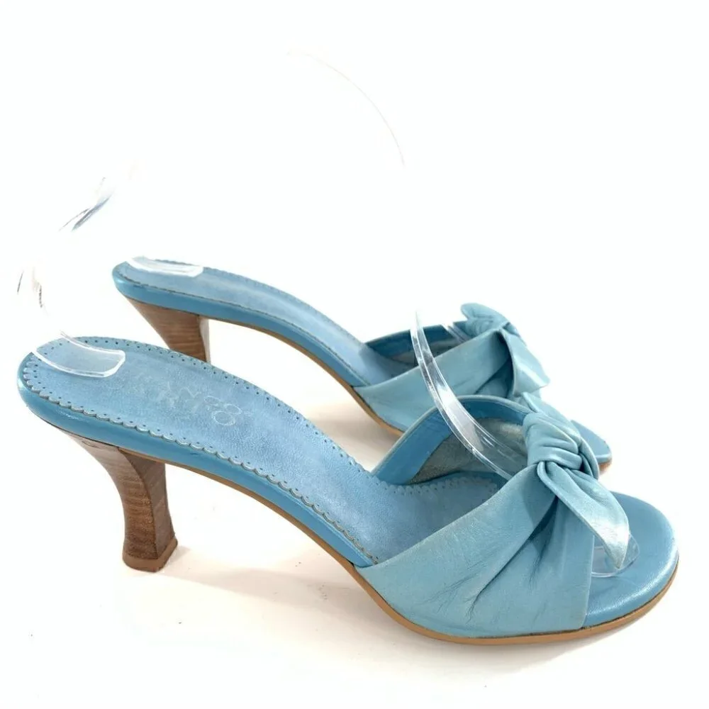 Franco sarto womens heels size 7 blue leather vintage y2k 90s bow